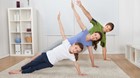 Family exercising at home