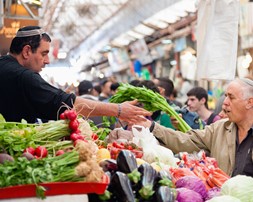 Buying vegetables in the market